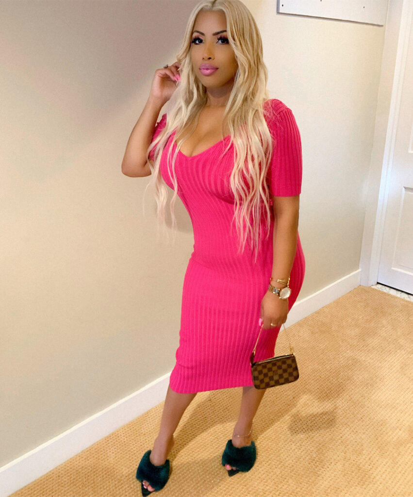 Hot Pink Rib-Knit Dress